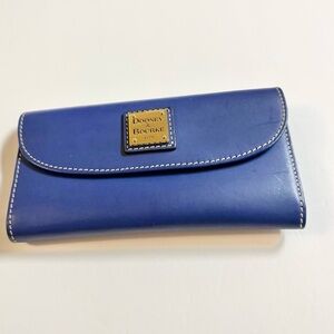 Dooney & Bourke Cobalt Blue Leather Continental Wallet with Logo Plaque
